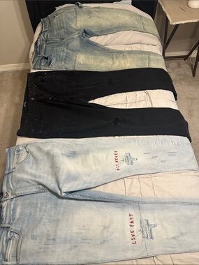 Skinny Men's Jeans in Light Blue and Black by